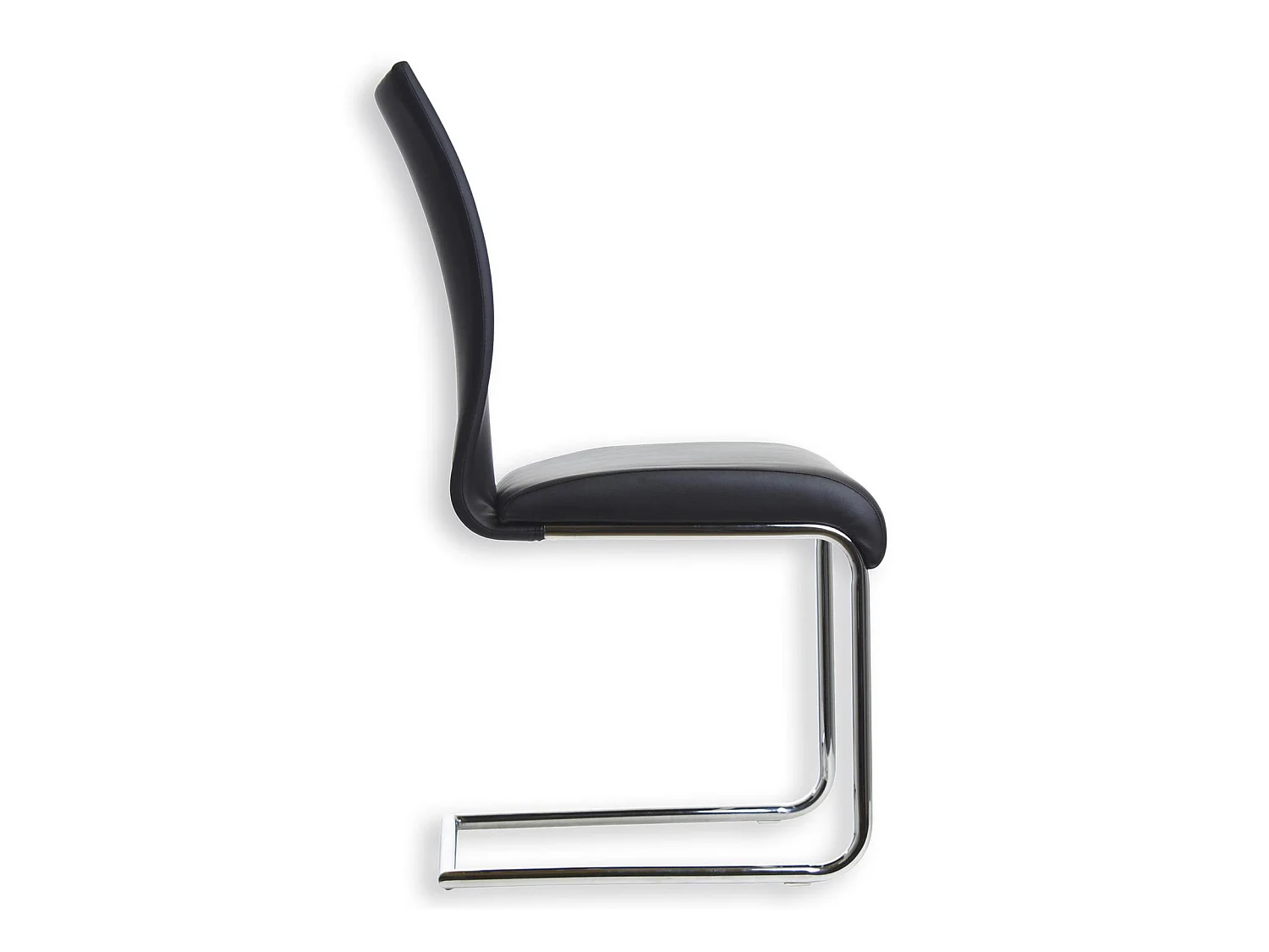 Lot de 4 chaises de salle à manger ALADINO piètement chromé revêtement synthétique noir