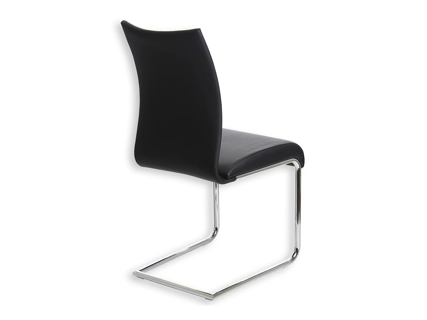 Lot de 4 chaises de salle à manger ALADINO piètement chromé revêtement synthétique noir