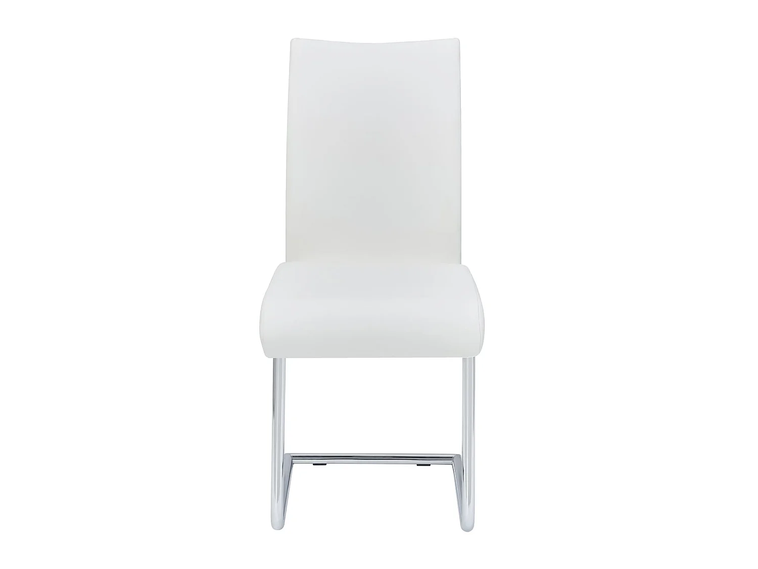 Lot de 4 chaises de salle à manger ALADINO piètement chromé revêtement synthétique blanc