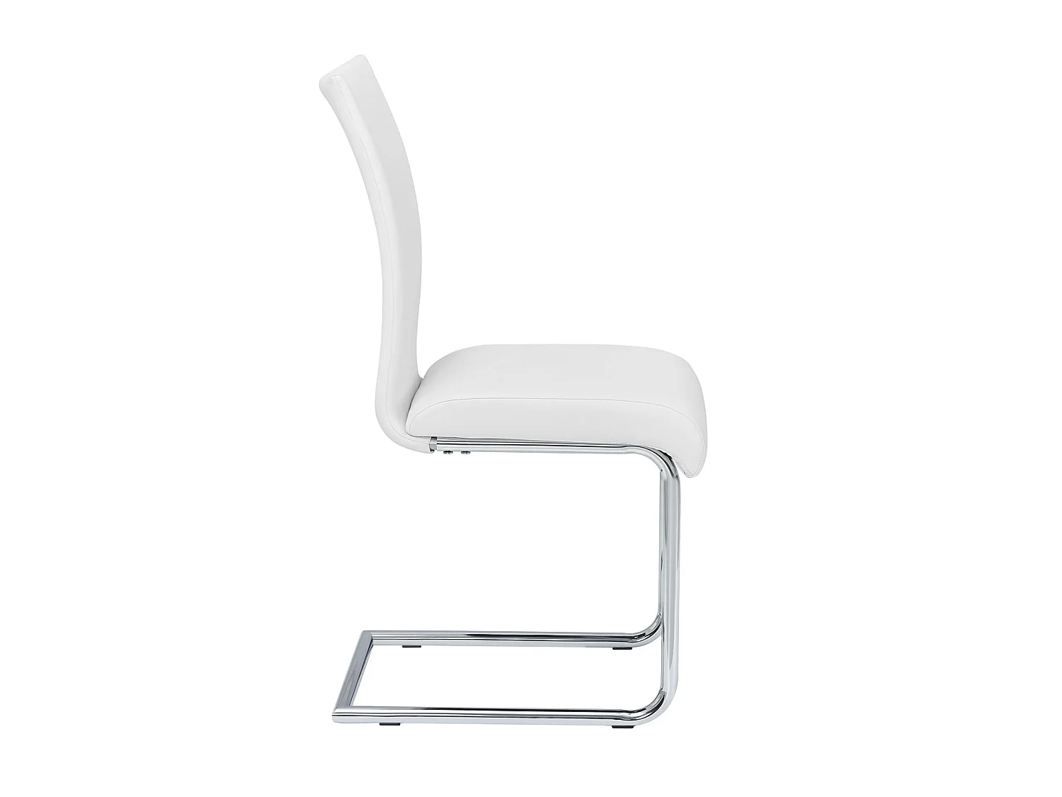 Lot de 4 chaises de salle à manger ALADINO piètement chromé revêtement synthétique blanc