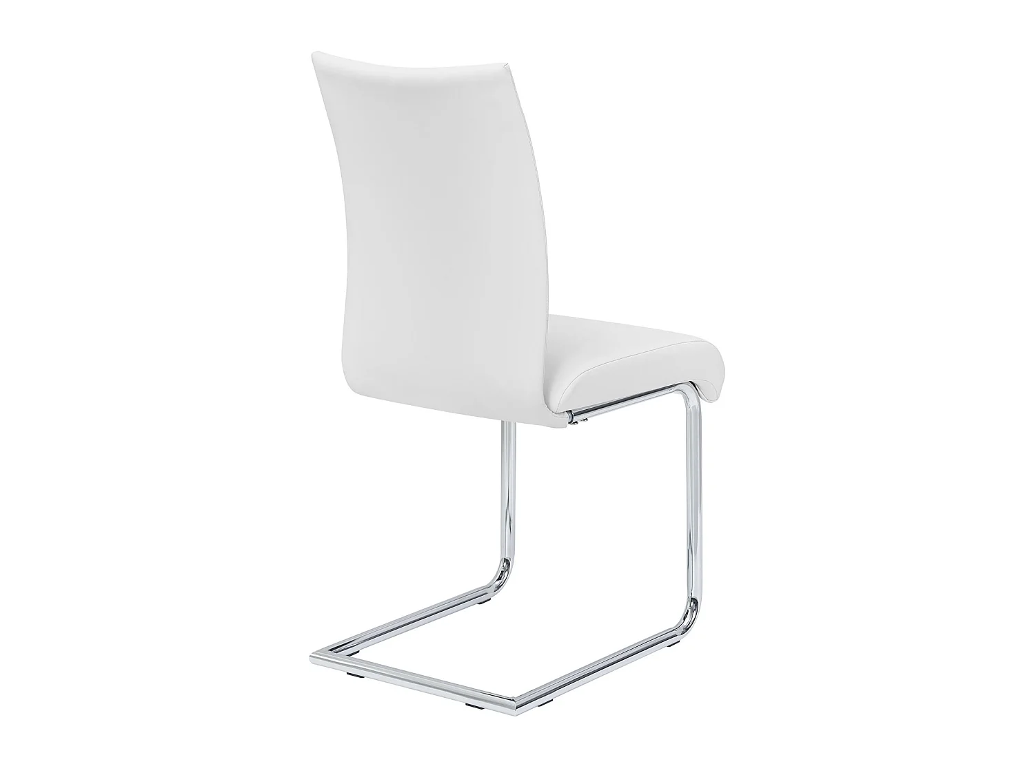 Lot de 4 chaises de salle à manger ALADINO piètement chromé revêtement synthétique blanc