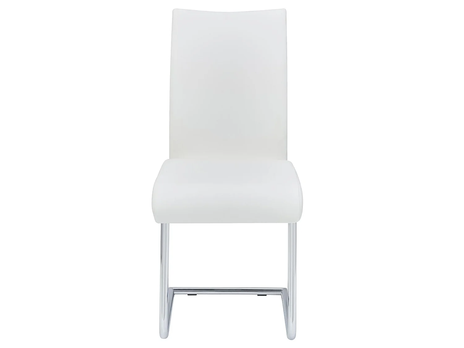 Lot de 4 chaises de salle à manger ALADINO piètement chromé revêtement synthétique blanc