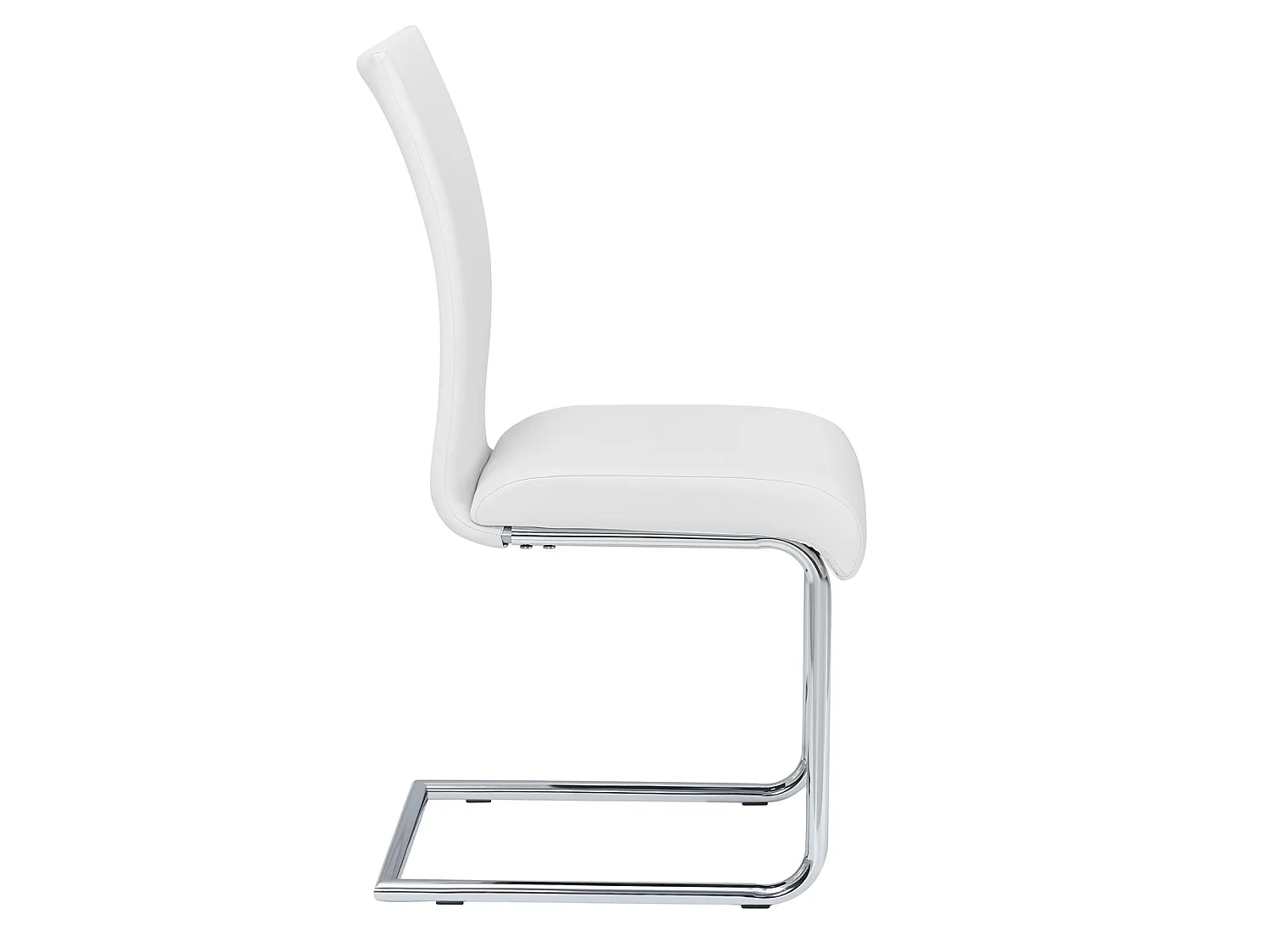 Lot de 4 chaises de salle à manger ALADINO piètement chromé revêtement synthétique blanc