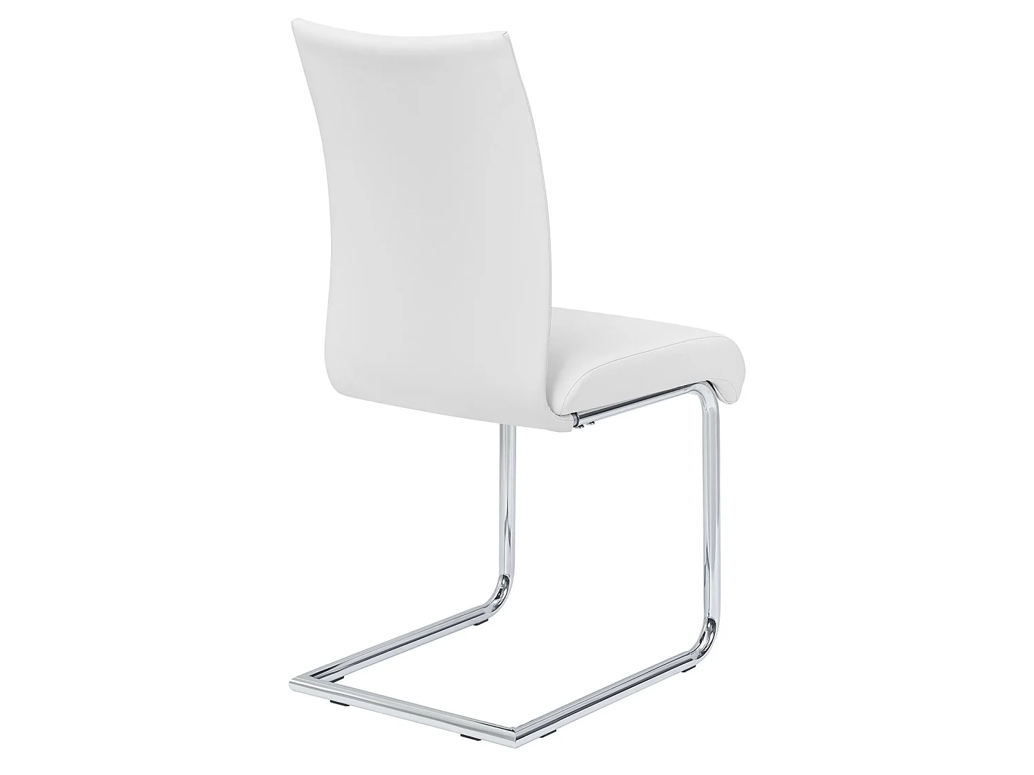 Lot de 4 chaises de salle à manger ALADINO piètement chromé revêtement synthétique blanc