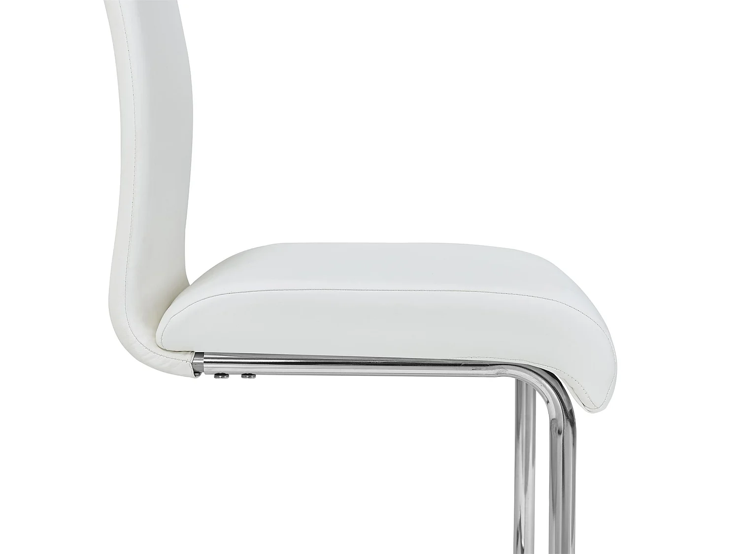 Lot de 4 chaises de salle à manger ALADINO piètement chromé revêtement synthétique blanc