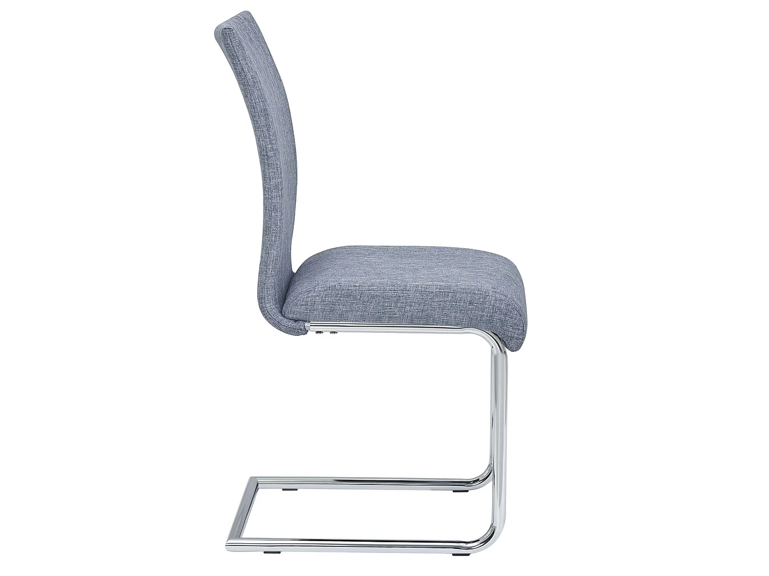 Lot de 4 chaises de salle à manger ou de cuisine ALADINO design moderne et piétement en métal chromé, revêtement en tissu gris