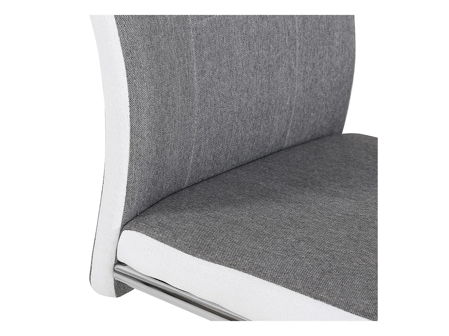 Lot de 4 chaises de salle à manger ou cuisine ALBA avec assise rembourrée et piètement chromé, revêtement en tissu gris et blanc