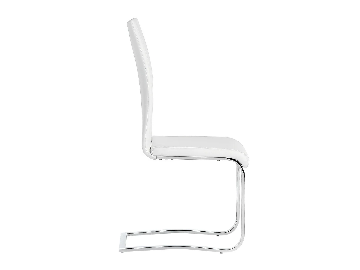 Lot de 4 chaises de salle à manger SABA avec poignée intégrée et piétement chromé, revêtement en synthétique blanc