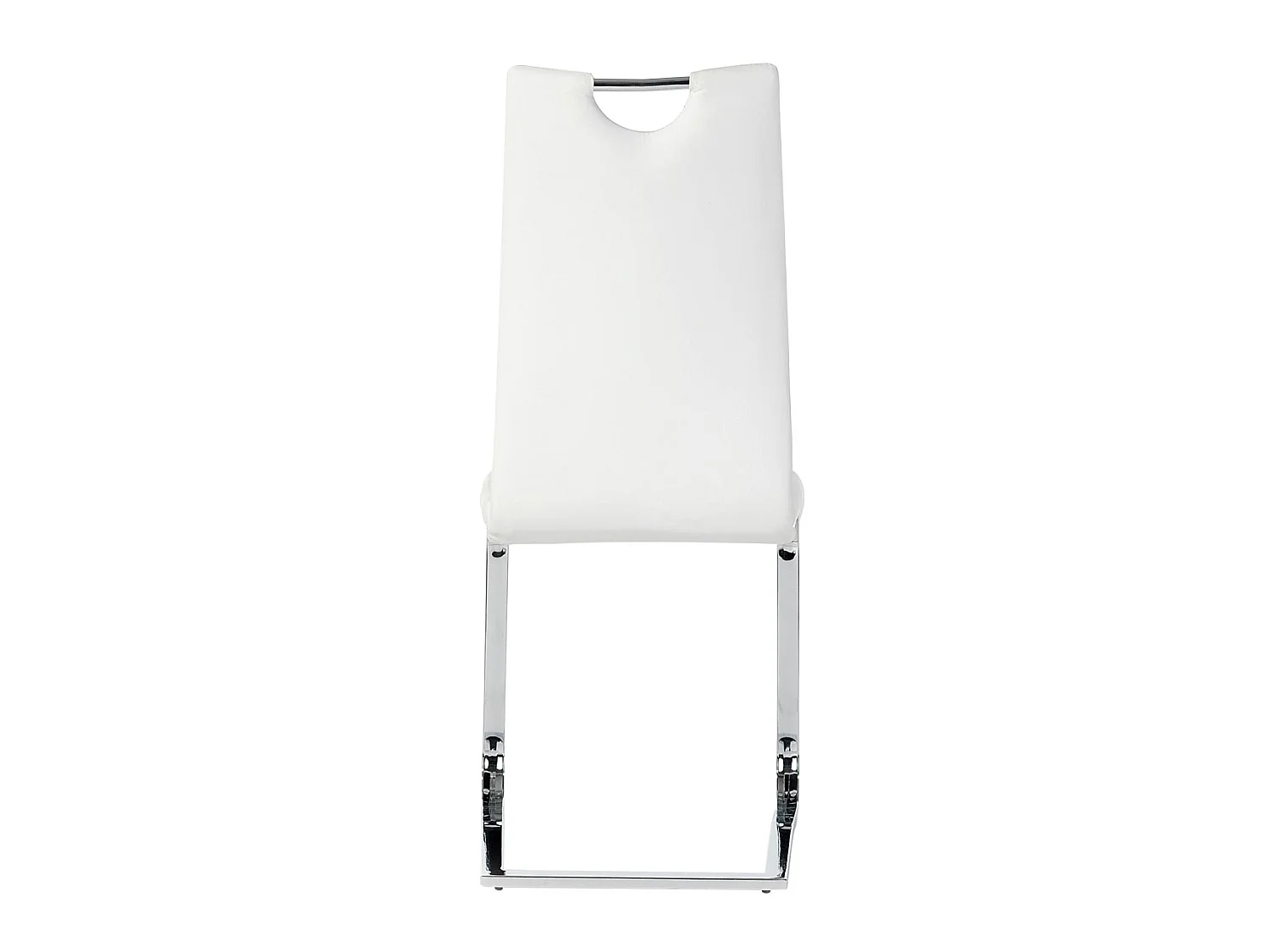 Lot de 4 chaises de salle à manger SABA avec poignée intégrée et piétement chromé, revêtement en synthétique blanc