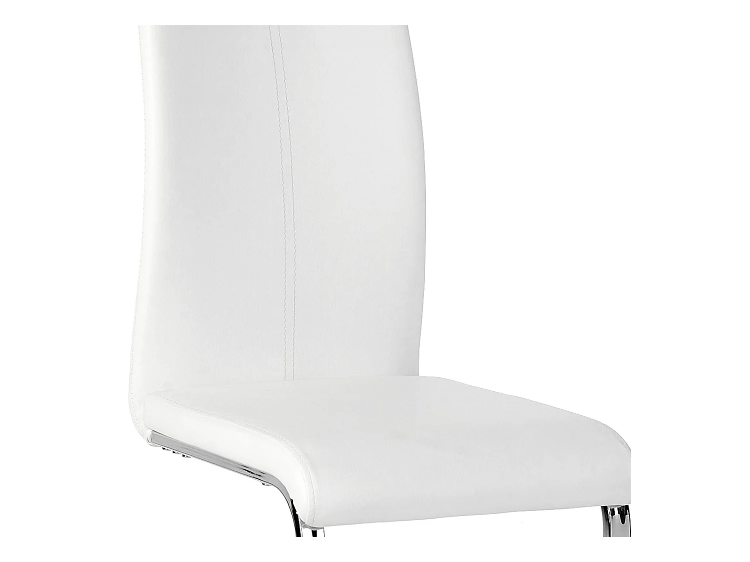 Lot de 4 chaises de salle à manger SABA avec poignée intégrée et piétement chromé, revêtement en synthétique blanc