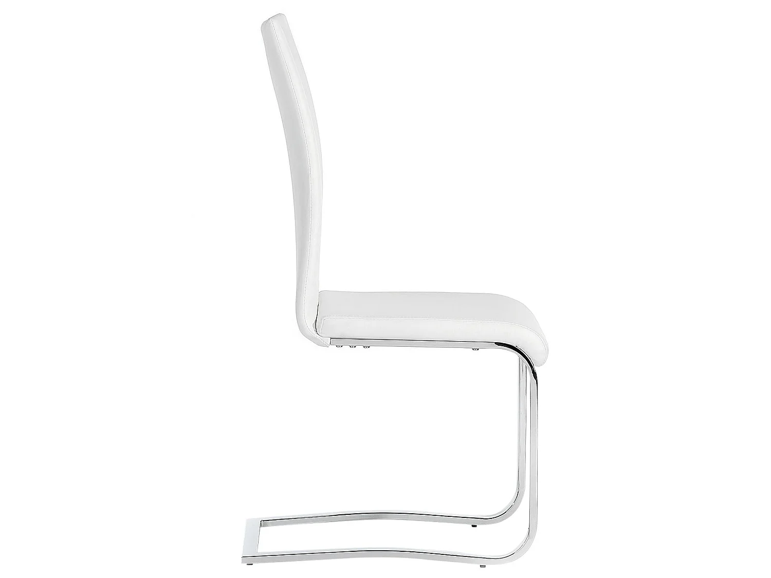 Lot de 4 chaises de salle à manger SABA avec poignée intégrée et piétement chromé, revêtement en synthétique blanc