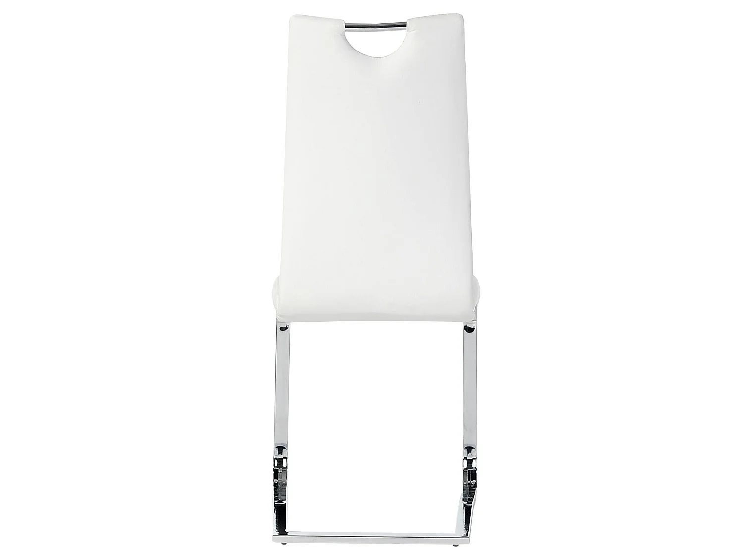 Lot de 4 chaises de salle à manger SABA avec poignée intégrée et piétement chromé, revêtement en synthétique blanc