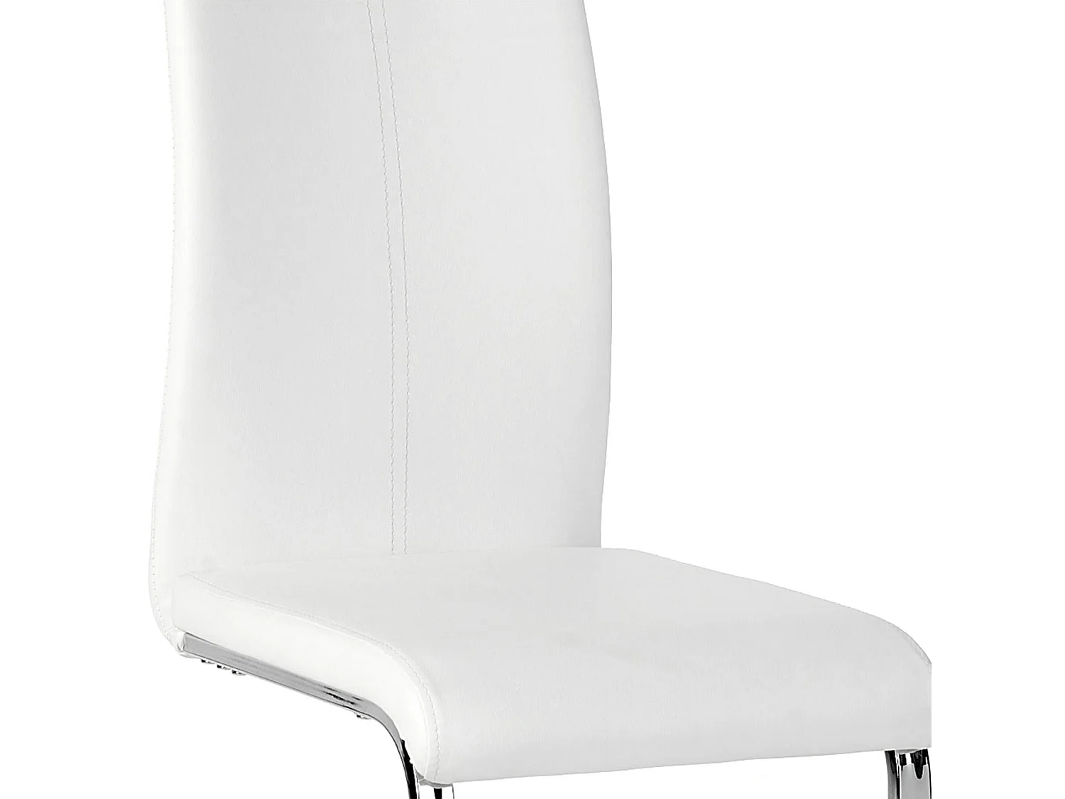 Lot de 4 chaises de salle à manger SABA avec poignée intégrée et piétement chromé, revêtement en synthétique blanc