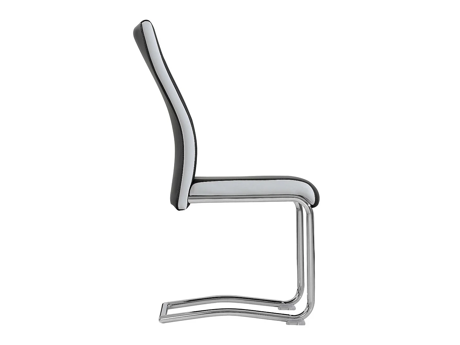 Lot de 4 chaises de salle à manger ou cuisine LOANO, Chaise cantilever avec assise rembourrée et piètement en métal, Noir et gris