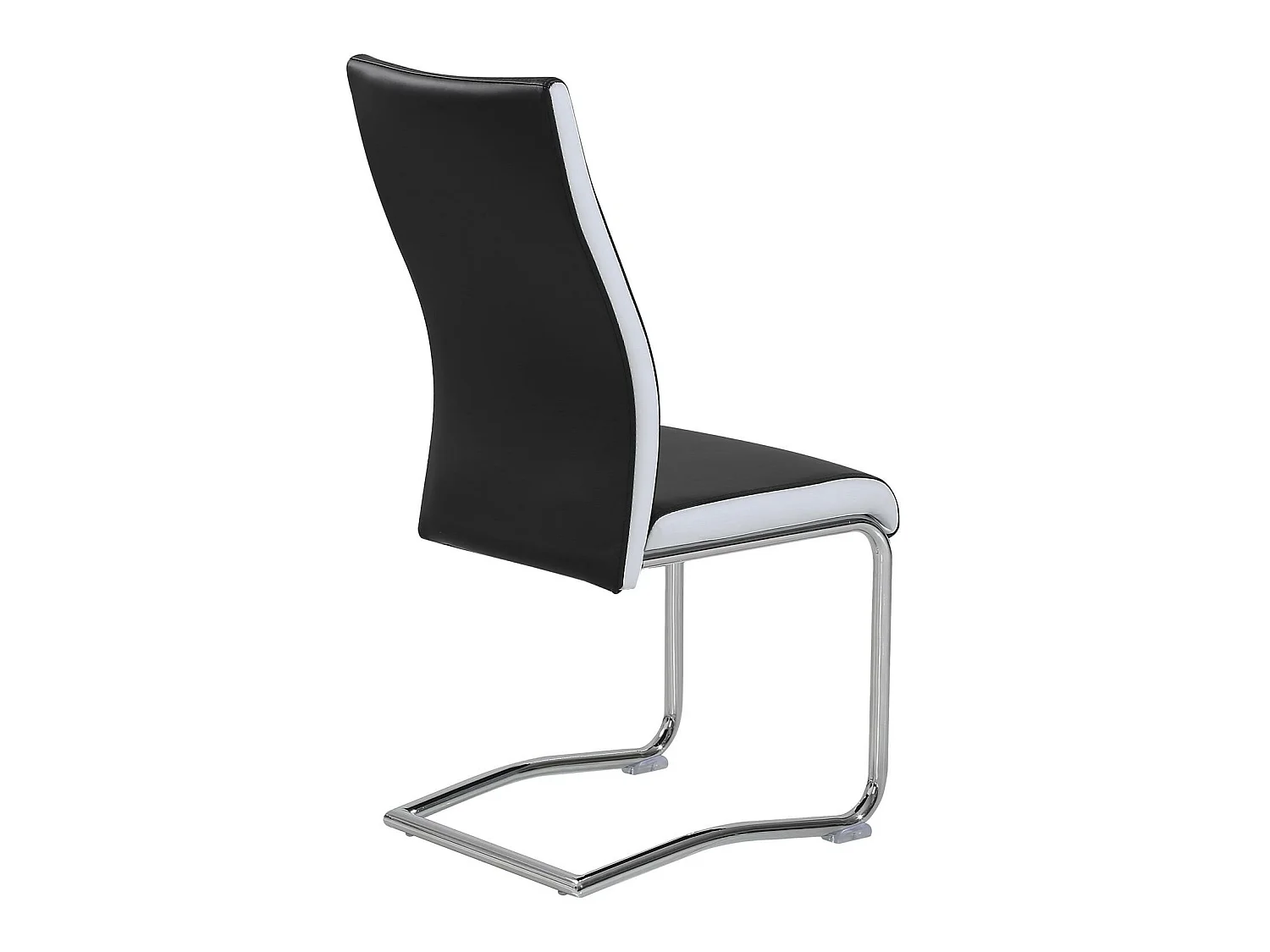 Lot de 4 chaises de salle à manger ou cuisine LOANO, Chaise cantilever avec assise rembourrée et piètement en métal, Noir et gris