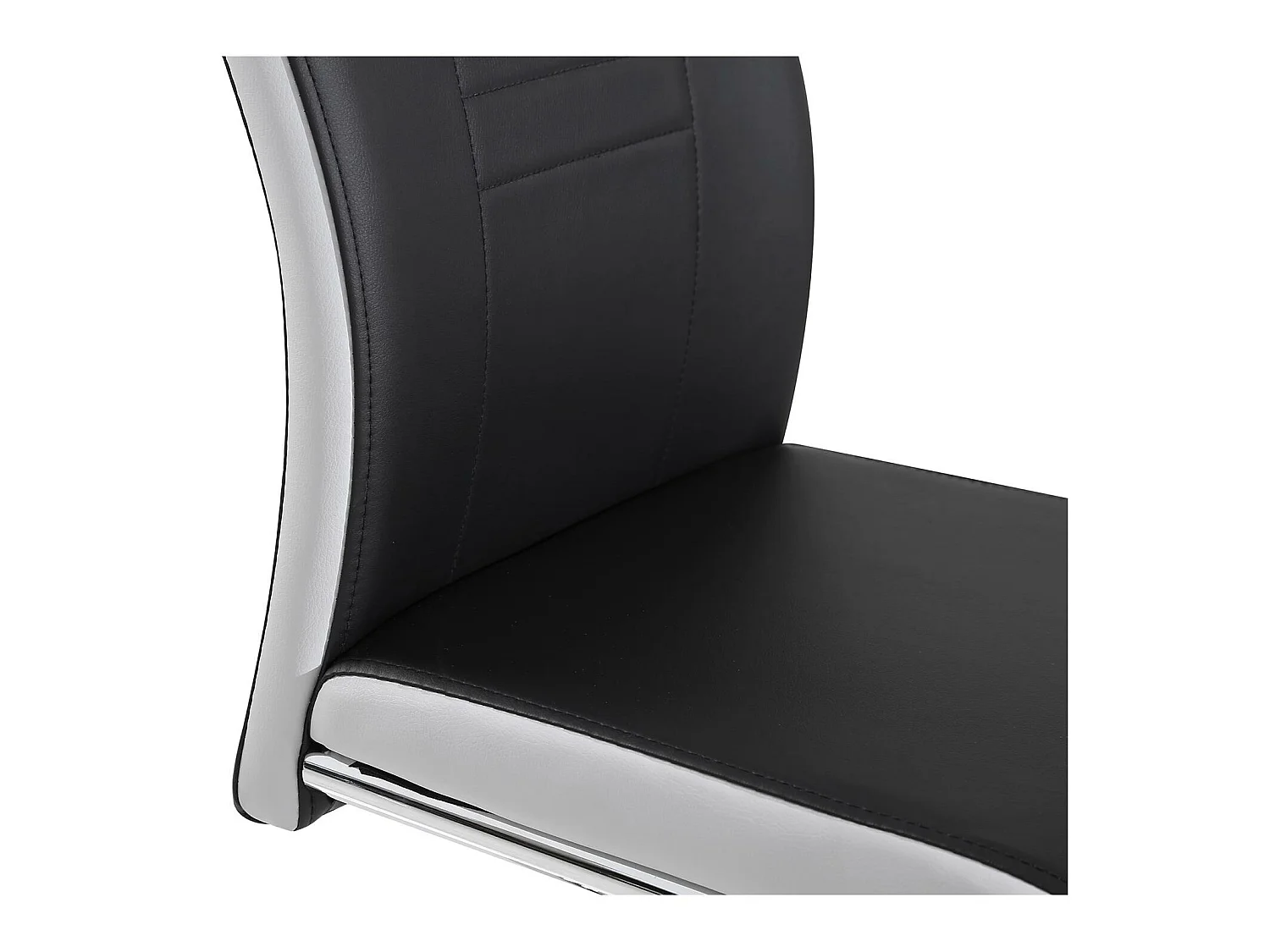 Lot de 4 chaises de salle à manger ou cuisine LOANO, Chaise cantilever avec assise rembourrée et piètement en métal, Noir et gris