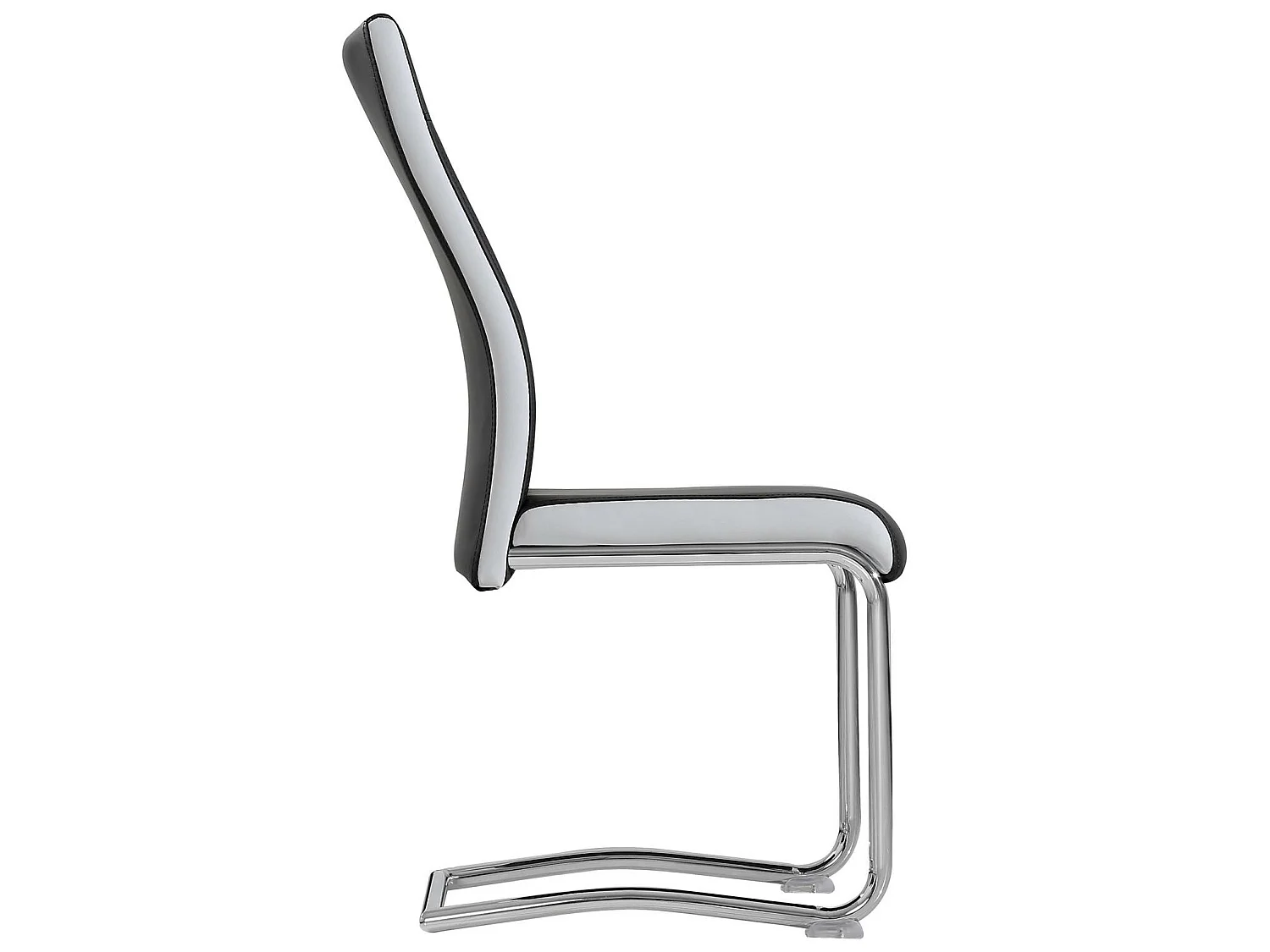 Lot de 4 chaises de salle à manger ou cuisine LOANO, Chaise cantilever avec assise rembourrée et piètement en métal, Noir et gris