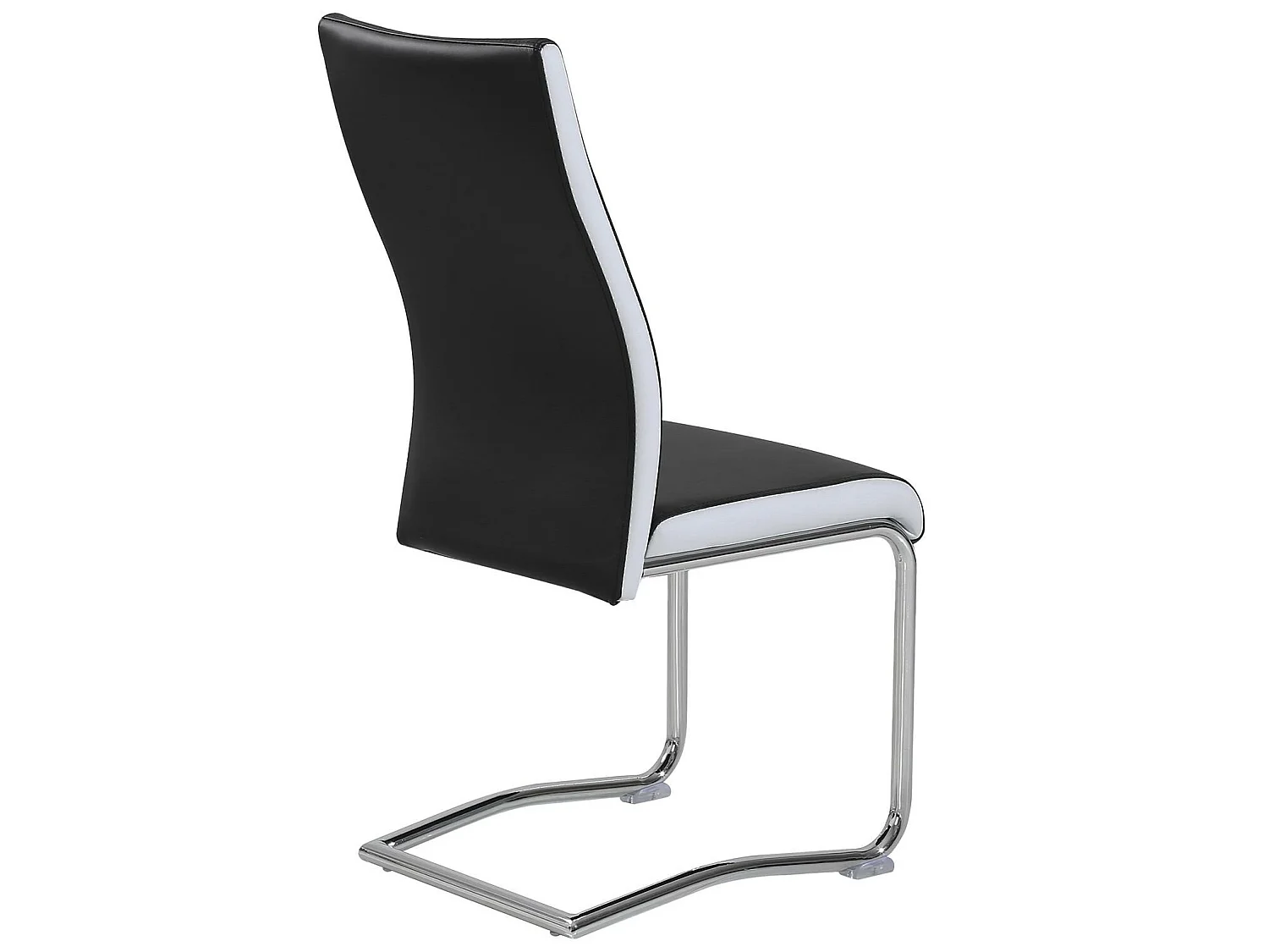 Lot de 4 chaises de salle à manger ou cuisine LOANO, Chaise cantilever avec assise rembourrée et piètement en métal, Noir et gris