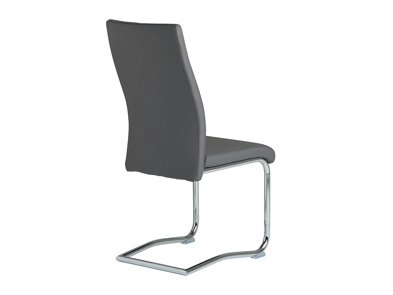 Lot de 4 chaises de salle à manger ou cuisine LOANO, Chaise cantilever avec assise rembourrée et piètement en métal, Gris foncé
