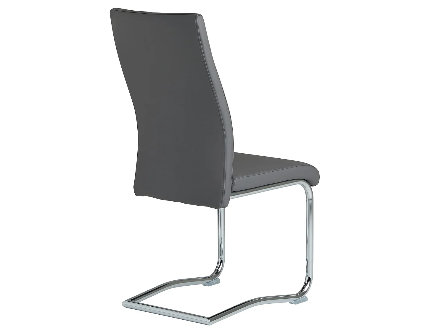 Lot de 4 chaises de salle à manger ou cuisine LOANO, Chaise cantilever avec assise rembourrée et piètement en métal, Gris foncé