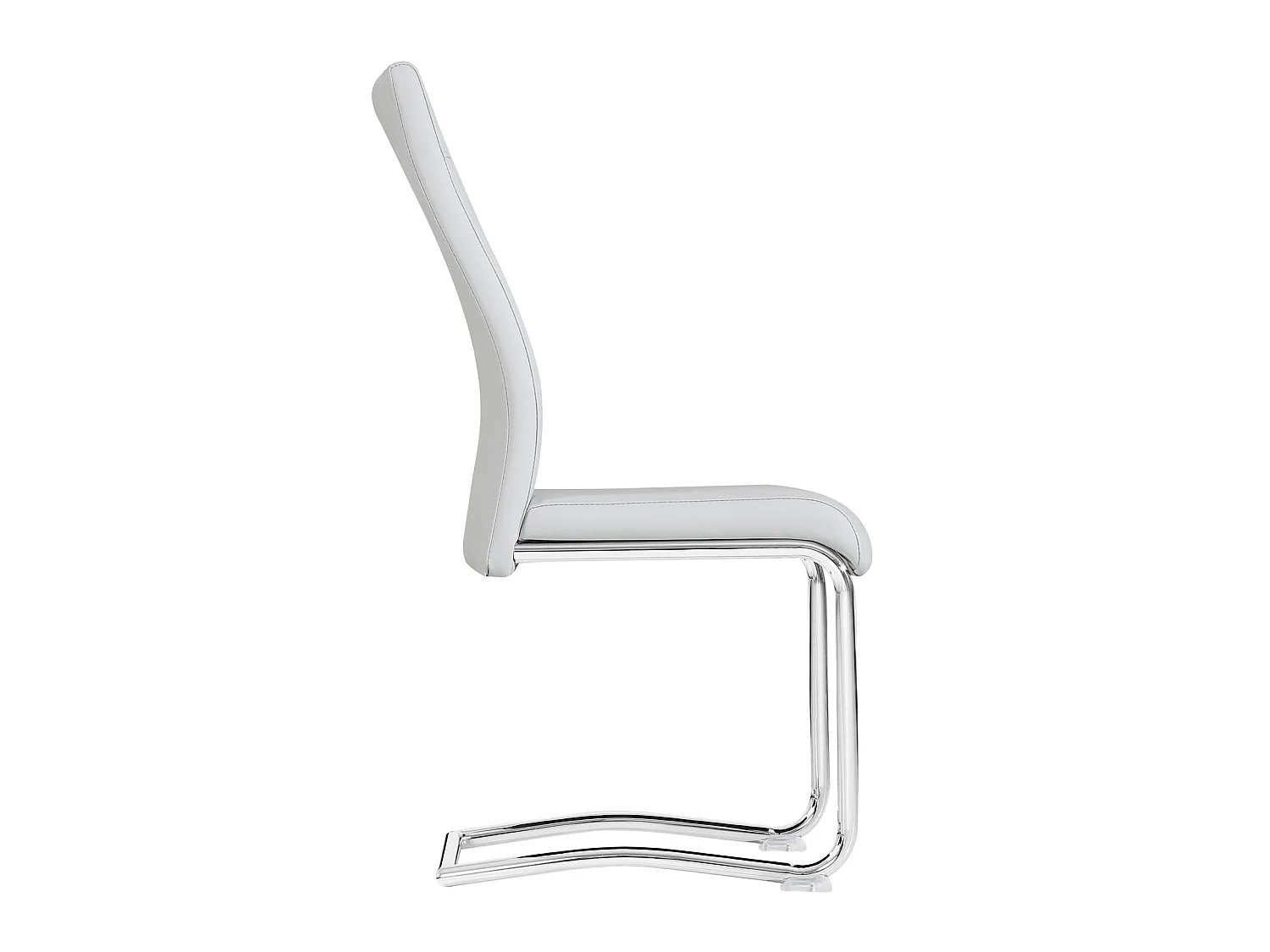 Lot de 4 chaises de salle à manger ou cuisine LOANO, Chaise cantilever avec assise rembourrée et piètement en métal chromé, Gris