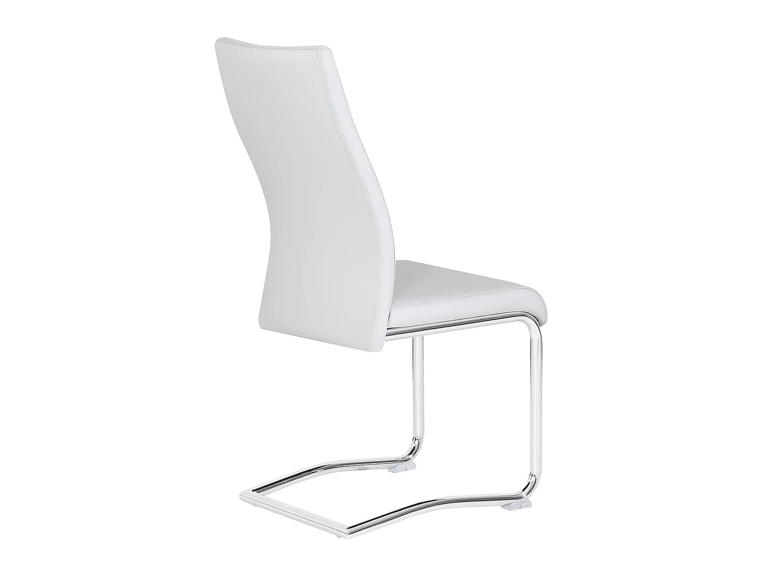 Lot de 4 chaises de salle à manger ou cuisine LOANO, Chaise cantilever avec assise rembourrée et piètement en métal chromé, Gris