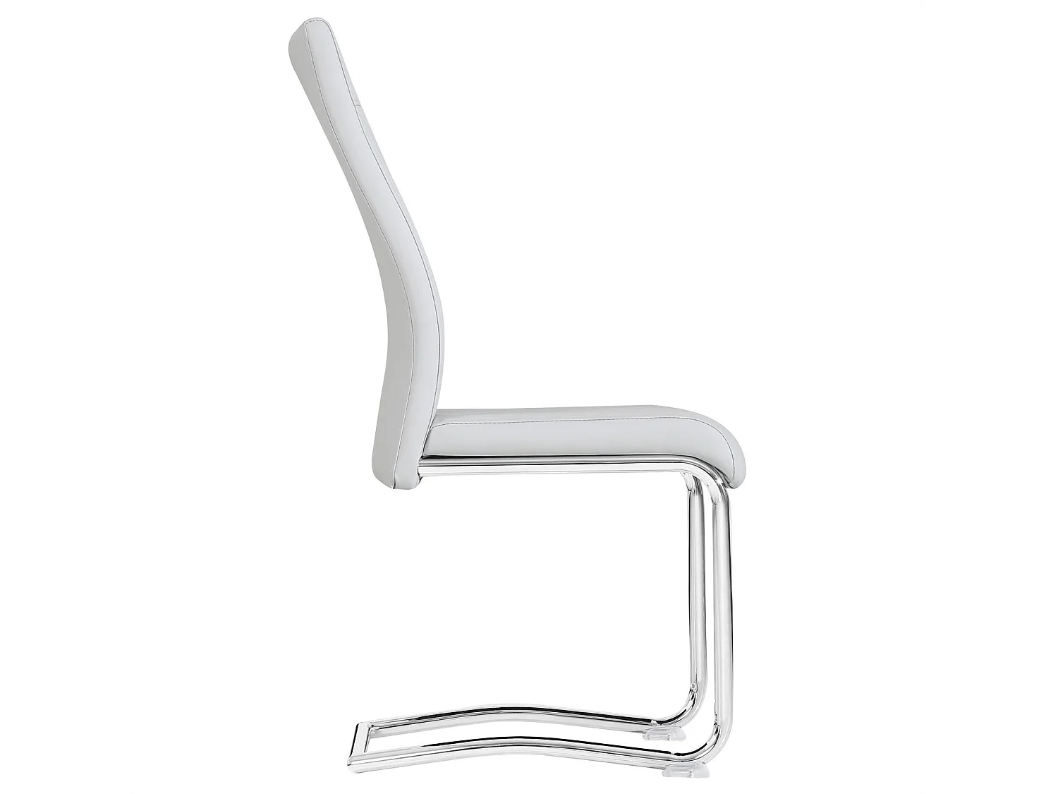 Lot de 4 chaises de salle à manger ou cuisine LOANO, Chaise cantilever avec assise rembourrée et piètement en métal chromé, Gris