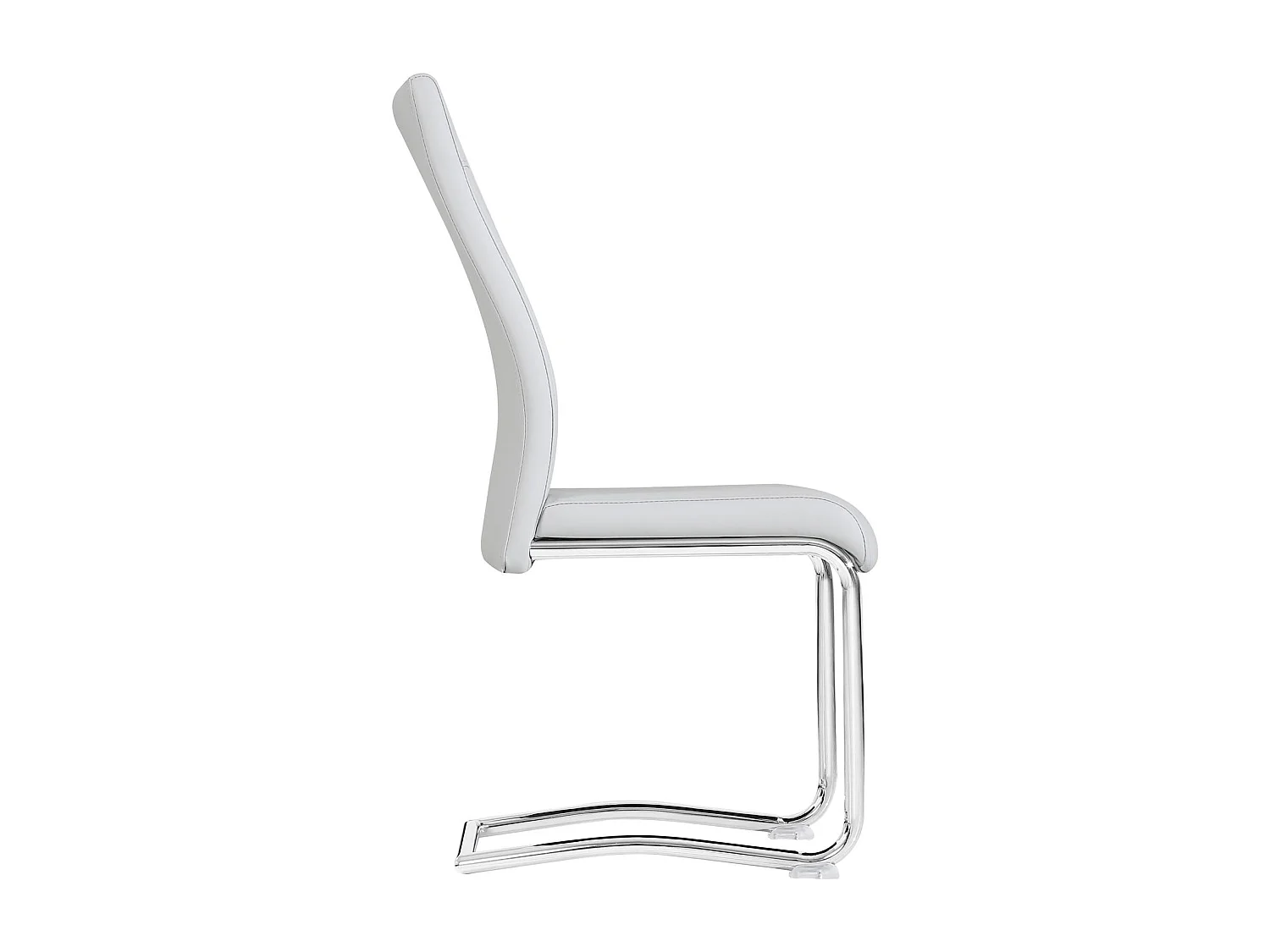 Lot de 4 chaises de salle à manger ou cuisine LOANO, Chaise cantilever avec assise rembourrée et piètement en métal chromé, Gris