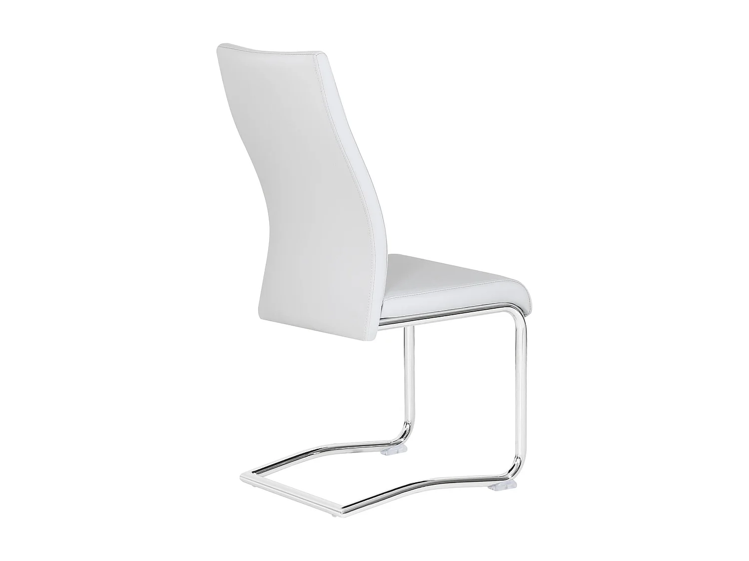 Lot de 4 chaises de salle à manger ou cuisine LOANO, Chaise cantilever avec assise rembourrée et piètement en métal chromé, Gris