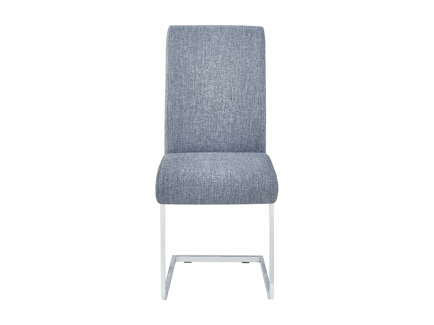 Lot de 4 chaises de salle à manger LETICIA piètement en métal chromé et revêtement en tissu gris
