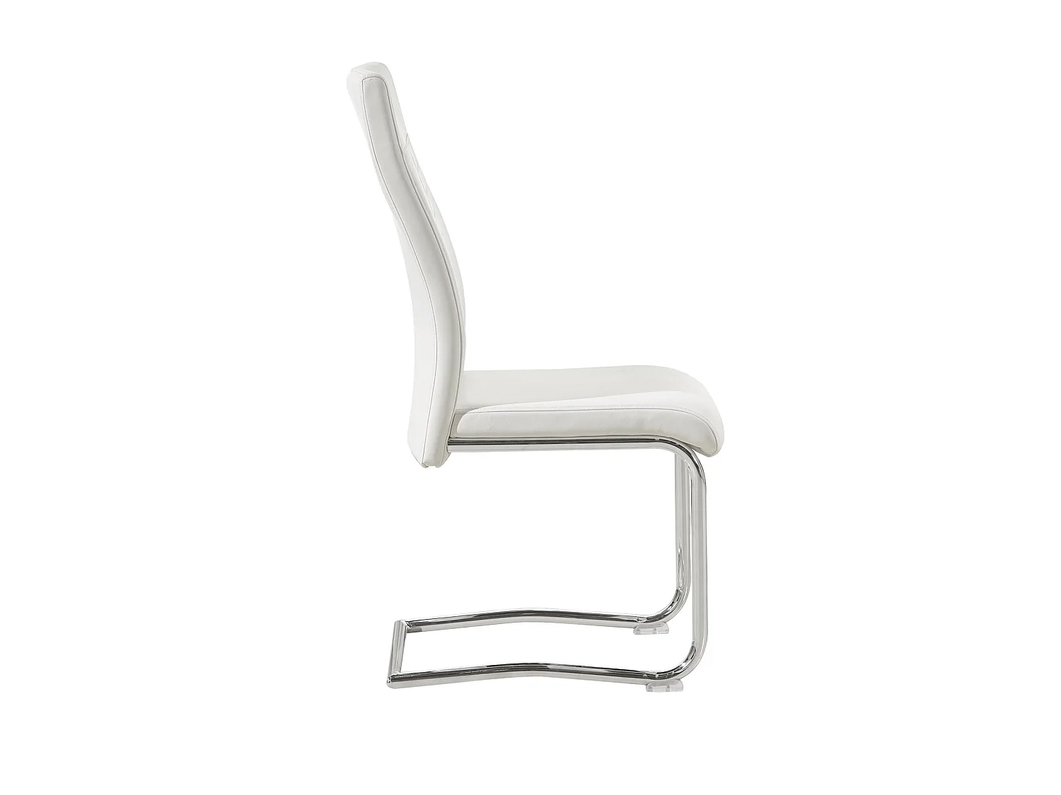 Lot de 4 chaises de salle à manger ou cuisine LOANO, Chaise cantilever avec assise rembourrée et piètement en métal chromé, Blanc