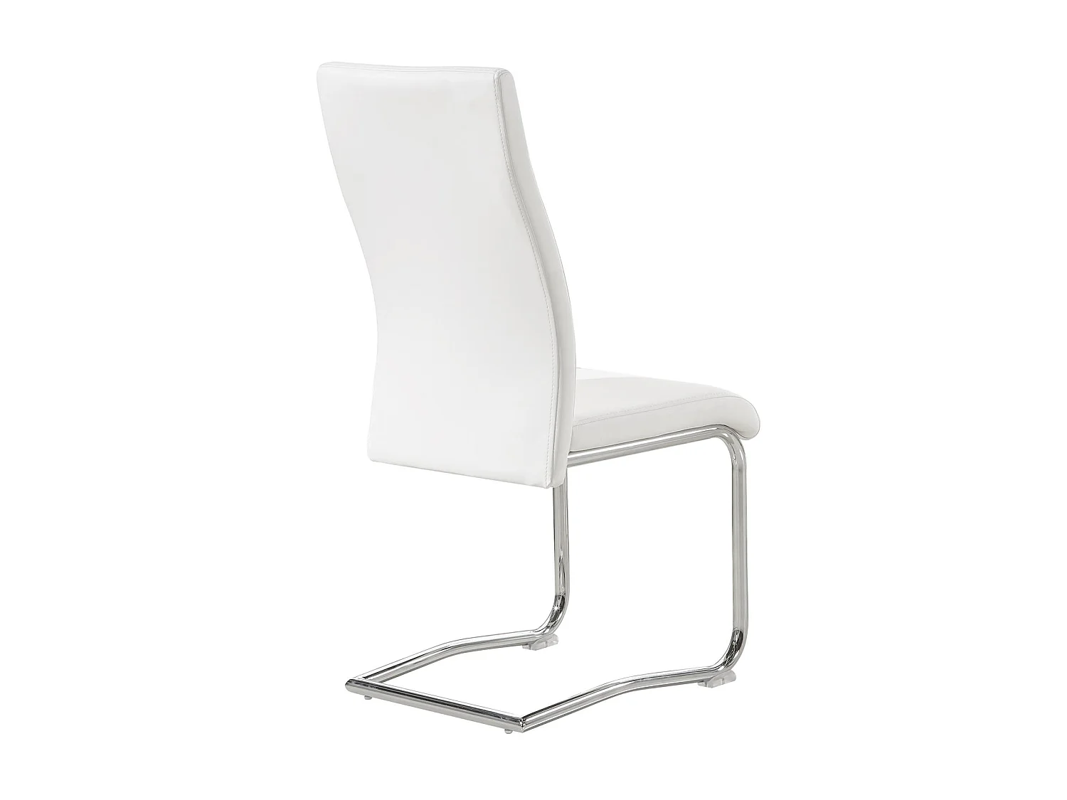 Lot de 4 chaises de salle à manger ou cuisine LOANO, Chaise cantilever avec assise rembourrée et piètement en métal chromé, Blanc