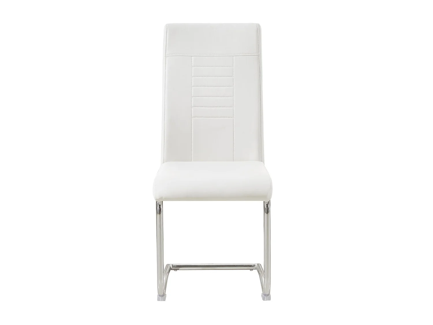 Lot de 4 chaises de salle à manger ou cuisine LOANO, Chaise cantilever avec assise rembourrée et piètement en métal chromé, Blanc