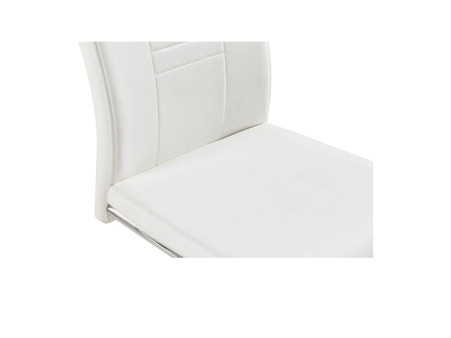 Lot de 4 chaises de salle à manger ou cuisine LOANO, Chaise cantilever avec assise rembourrée et piètement en métal chromé, Blanc