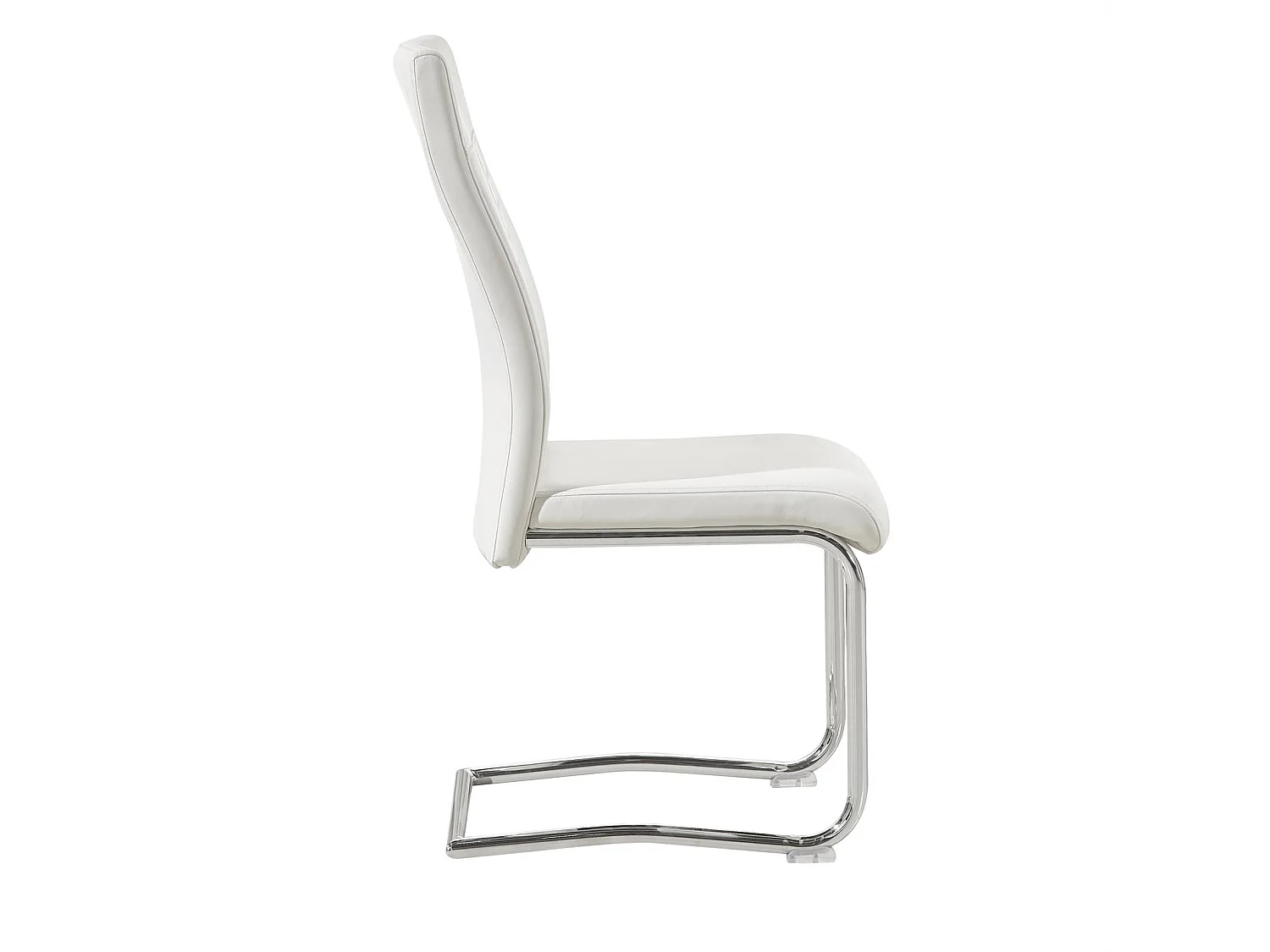 Lot de 4 chaises de salle à manger ou cuisine LOANO, Chaise cantilever avec assise rembourrée et piètement en métal chromé, Blanc