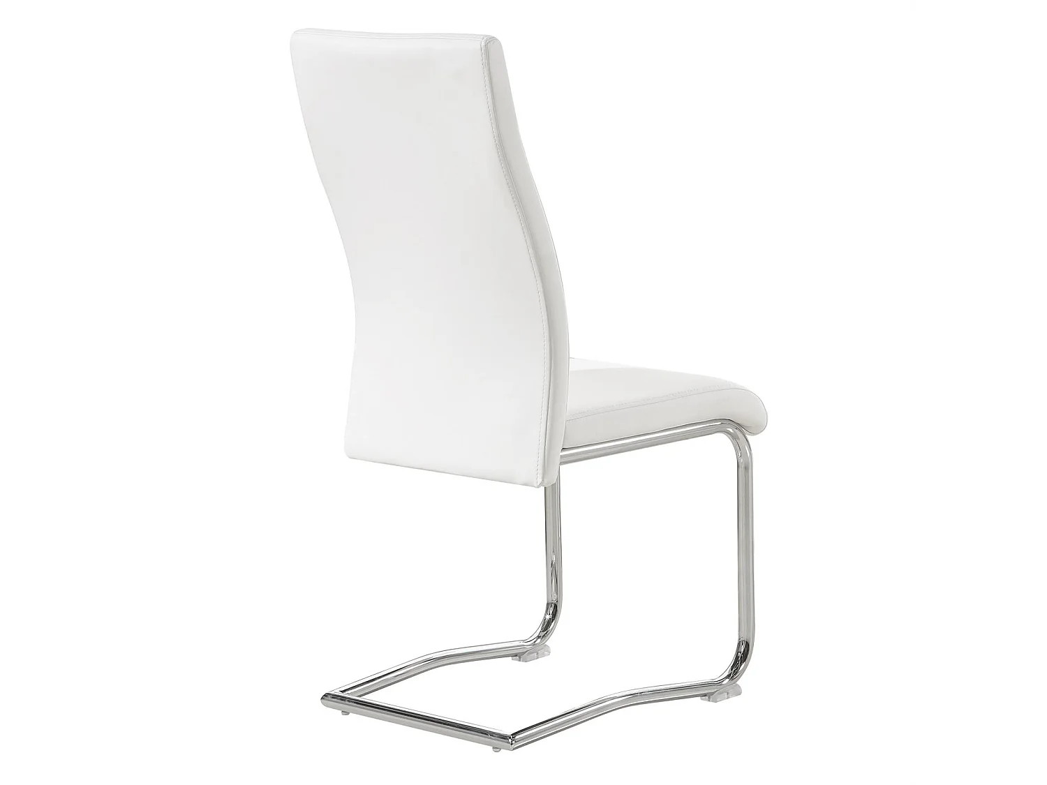 Lot de 4 chaises de salle à manger ou cuisine LOANO, Chaise cantilever avec assise rembourrée et piètement en métal chromé, Blanc