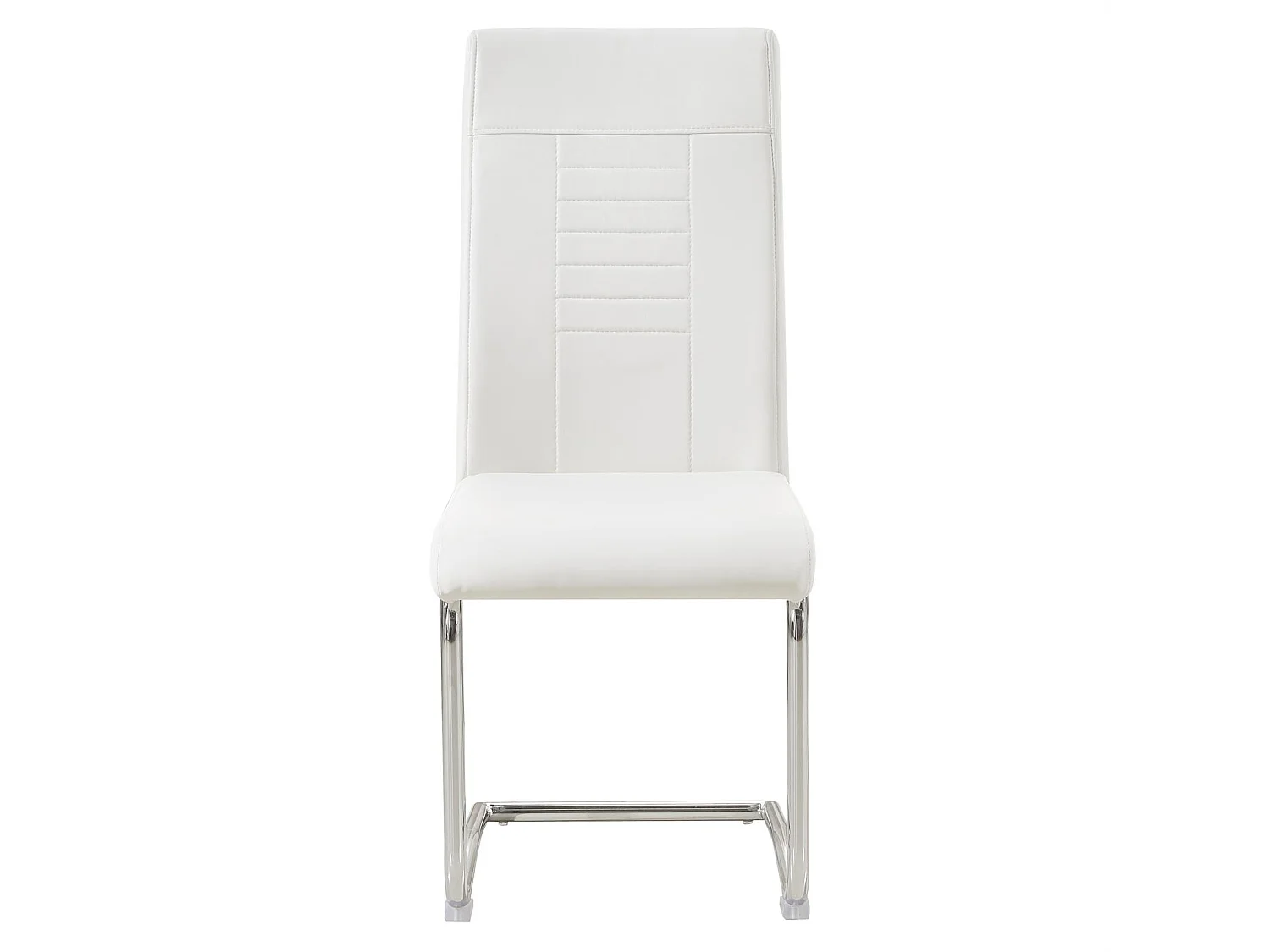 Lot de 4 chaises de salle à manger ou cuisine LOANO, Chaise cantilever avec assise rembourrée et piètement en métal chromé, Blanc