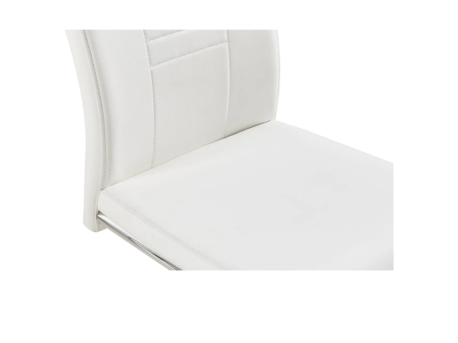 Lot de 4 chaises de salle à manger ou cuisine LOANO, Chaise cantilever avec assise rembourrée et piètement en métal chromé, Blanc