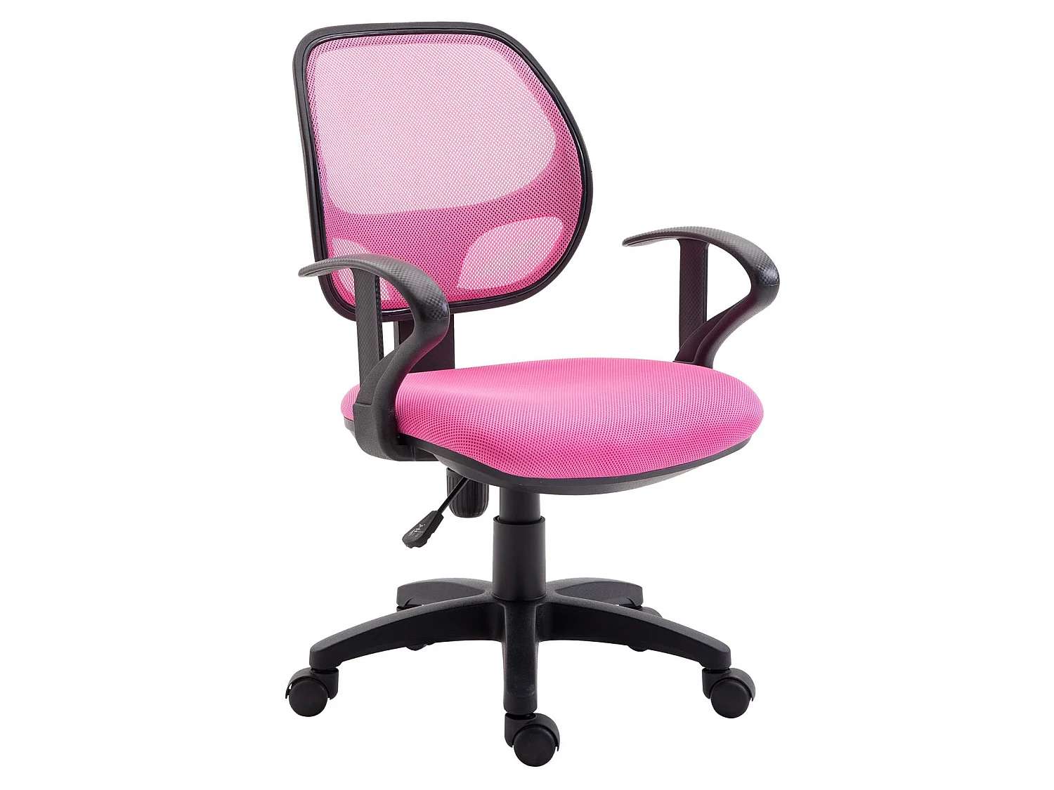 Chaise de bureau pour enfant COOL fauteuil pivotant et ergonomique avec accoudoirs, siège à roulettes et hauteur réglable, mesh rose