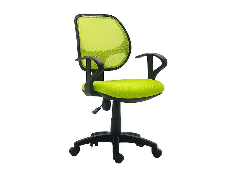 Chaise de bureau pour enfant COOL fauteuil pivotant et ergonomique avec accoudoirs, siège à roulettes et hauteur réglable, mesh vert