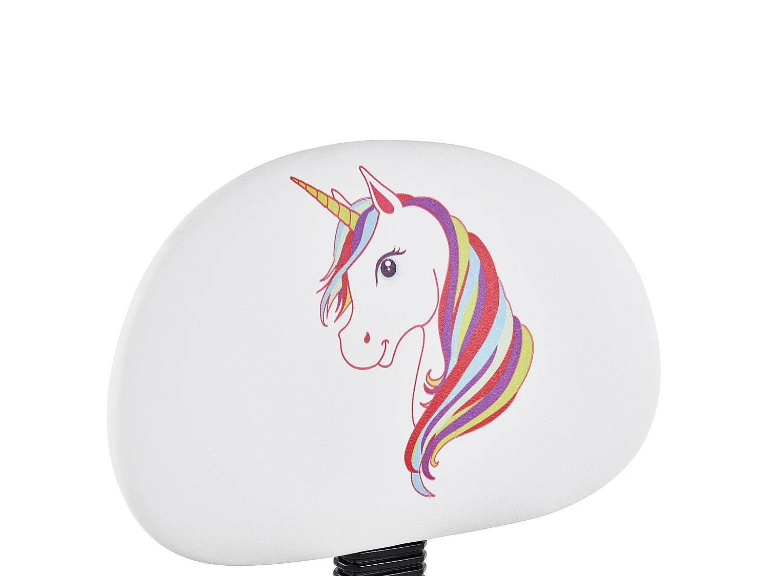 Chaise de bureau pour enfant UNICORN fauteuil pivotant sans accoudoirs hauteur réglable, en synthétique blanc avec motif licorne