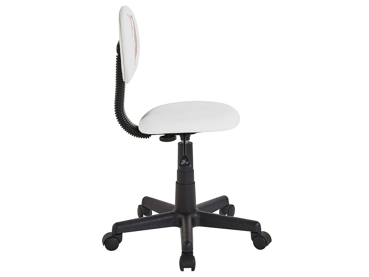 Chaise de bureau pour enfant UNICORN fauteuil pivotant sans accoudoirs hauteur réglable, en synthétique blanc avec motif licorne