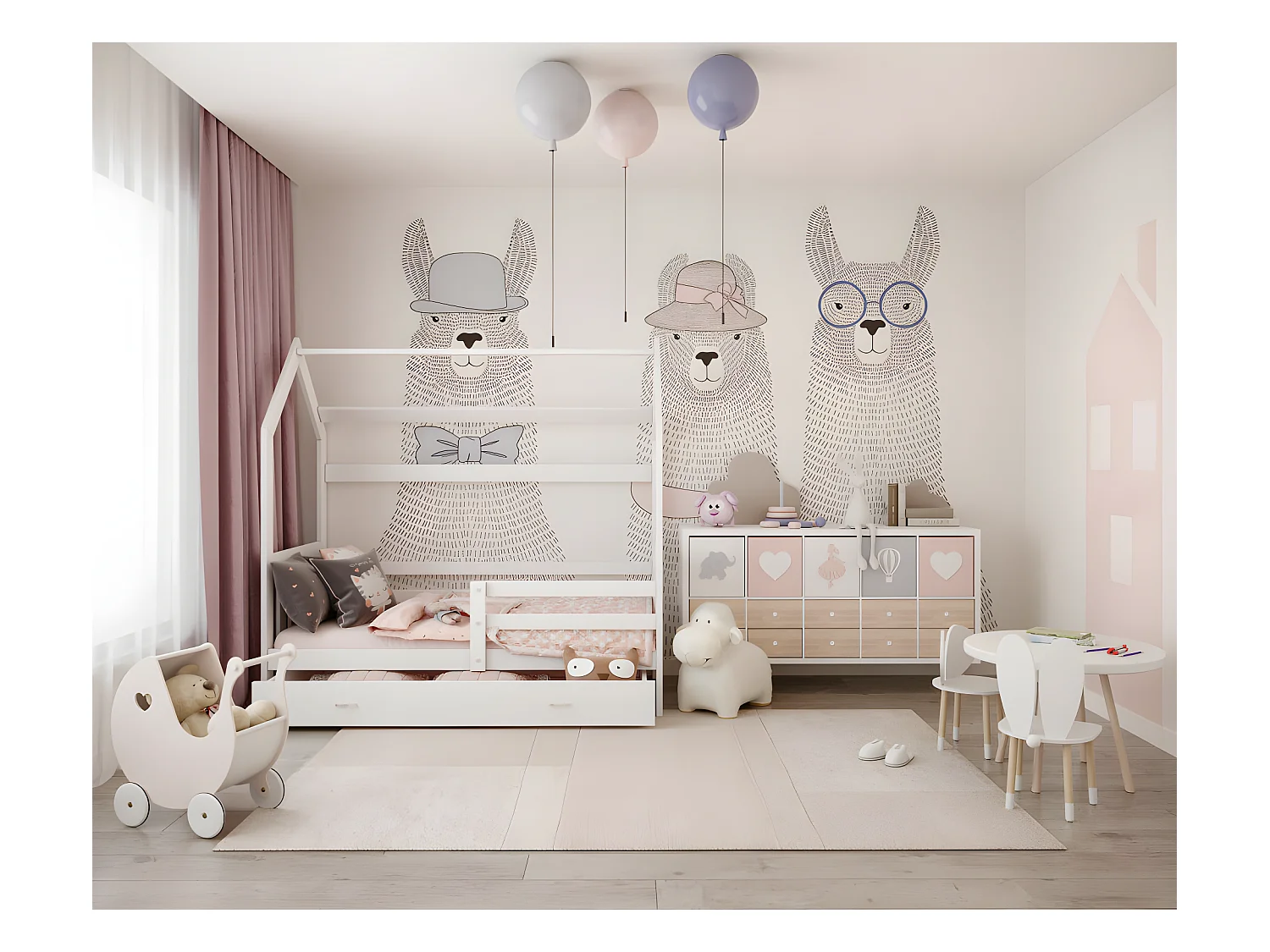 Lit cabane Plus  80 x160 cm avec sommier , matelas et tiroir Blanc