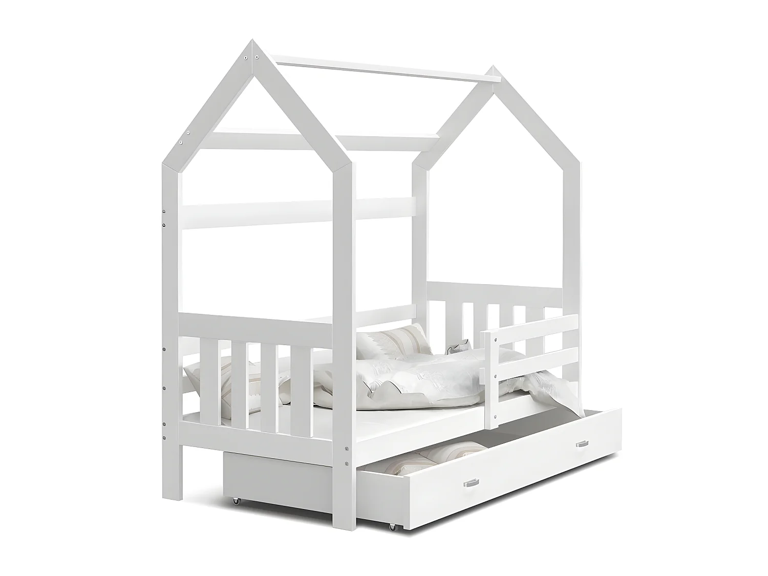 Lit cabane Plus  80 x160 cm avec sommier , matelas et tiroir Blanc