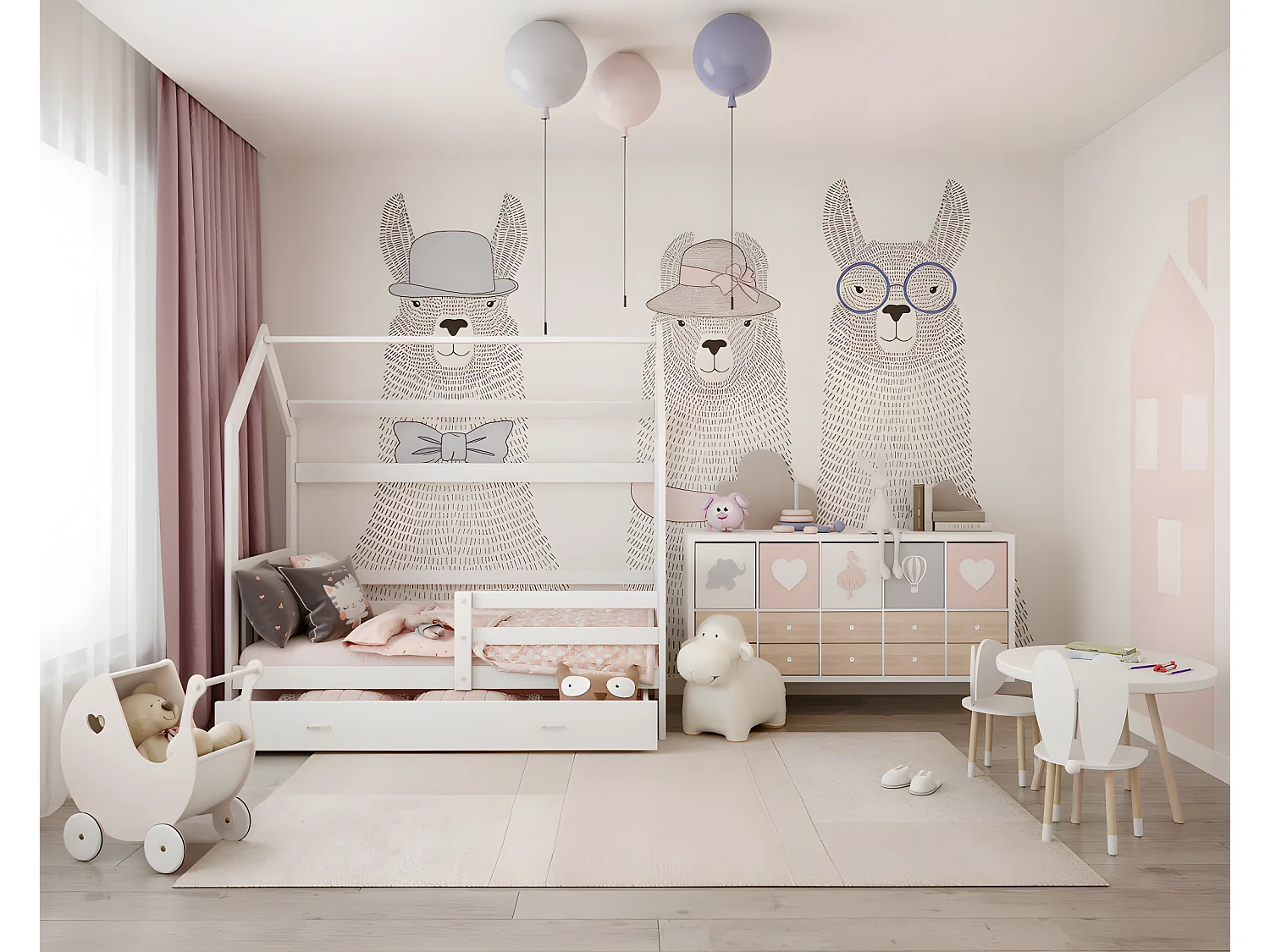 Lit cabane Plus  80 x160 cm avec sommier , matelas et tiroir Blanc