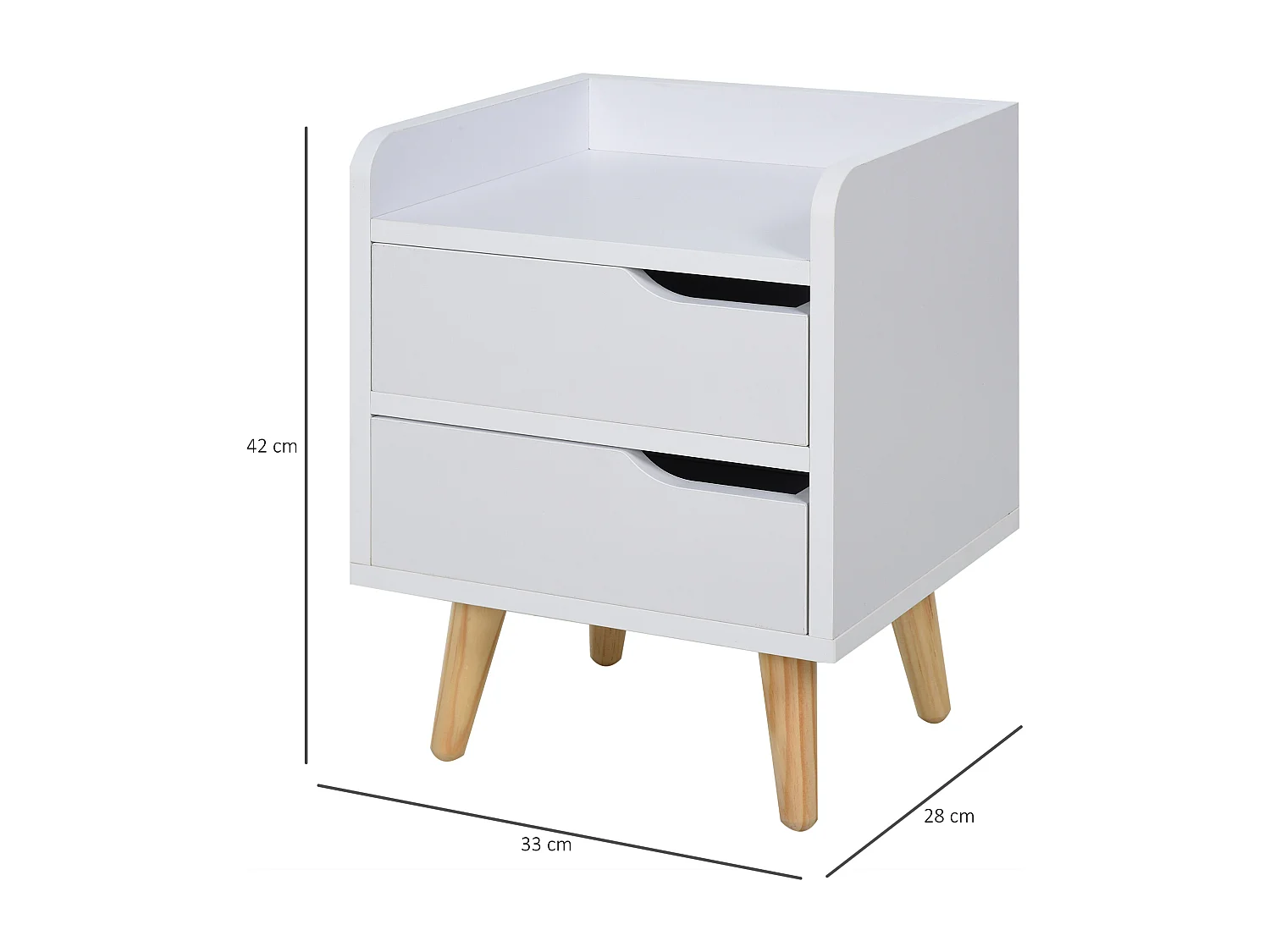 Mesita de noche blanco 33x28x42cm HOMCOM