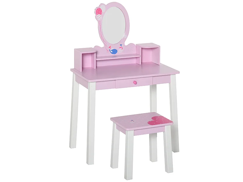 Tocador infantil con taburete multicolor 60x34x93 cm HOMCOM