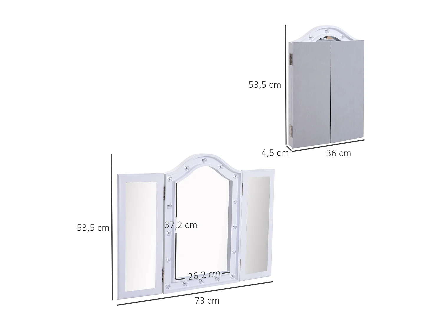 Espejo de maquillaje con luz led blanco 73x53,5x4,5cm HOMCOM