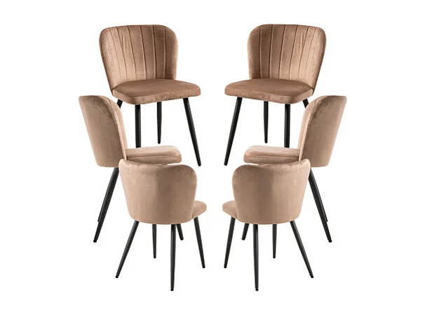 Packs Sillas Comedor - Pack 6 Sillas Luk Terciopelo - Marrón claro