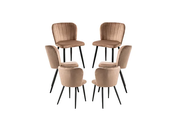 Packs Sillas Comedor - Pack 6 Sillas Luk Terciopelo - Marrón claro